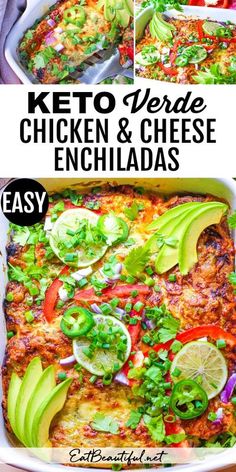 keto chicken and cheese enchiladas in a casserole dish