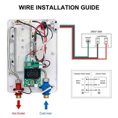 the wiring diagram for an invertible water heater with two wires attached to it