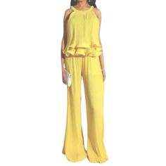 Bright Yellow, Soft And Flowy, Brand New Beach Brunch Fun Formal Event Pageant Elegant Yellow Summer Sets, Elegant Yellow Pantsuit For Spring, Chic Yellow Pantsuit For Spring, Elegant Yellow Summer Pants, Elegant Yellow Pants For Summer, Beach Brunch, Black Pant Suit, School Pants, Light Grey Suits