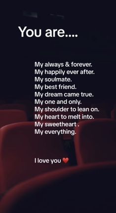 an image of a movie theater with the words, you are my always & forever