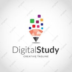 the logo for digital study is designed to look like a pen with colorful squares coming out of it