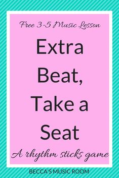 the words extra beat, take a seat and an image of a pink background with black lettering