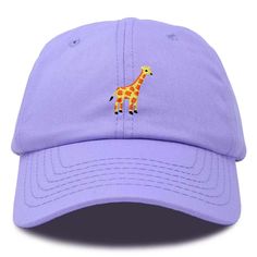 100% Cotton Custom Giraffe logo embroidered design, Adjustable Size Metal Buckle, Soft inner sweat band lining, Well Ventilated, Light Weight ADULTS 6 3/4 to 7 1/2 Black, Gray, Khaki, Light Pink, Light Blue, White Hiking, Hanging out with friends, personal use, parties, daily outings Giraffes represent Confidence and Elegance. Standing head and shoulders above all negativity, they only strive for the best. This cute giraffe design has intricate sewn details on it, take a closer look. Wear this h Casual Adjustable Purple Hat, Adjustable Lavender Hat With Curved Brim, Adjustable Purple Trucker Hat With Curved Brim, Purple Summer Snapback Hats, Purple Hat With Curved Brim One Size Fits Most, Purple Cap (one Size Fits Most), Adjustable Purple Cap, Purple Cap One Size Fits Most, Adjustable Lavender Brimmed Hat