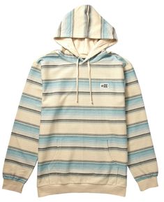 Fit & Design: Knit fleece Mid-weight french terry Yarn dyed stripes Kangaroo pocket Additional Details: Soft hand garment wash Striped Cotton Sweatshirt With Drawstring Hood, Striped Cotton Hooded Sweatshirt, Knitted Hood, Knit Hoodie, Athletic Outfits, Soft Hand, Striped Knit, Yarn Dyeing, Stripes Design