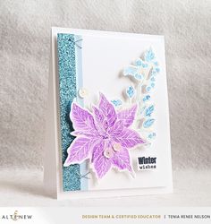 a close up of a greeting card with a paper flower on the front and bottom