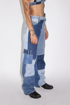 THE DENIM CARGO PANT- Women's Pants - DENIMCRATIC Upcycle Cargo Pants, Recycled Denim Mid-rise Jeans With Patch Pockets, Mid-rise Recycled Denim Jeans With Patch Pockets, Mid-rise Jeans With Patch Pockets In Recycled Denim, Reworked Recycled Denim Bottoms, Recycled Denim Full-length Pants With Pockets, Full-length Recycled Denim Pants With Pockets, Blue Recycled Denim Pants With Belt Loops, Full Length Recycled Denim Pants With Pockets