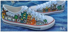 "------ SIZE & DETAILS ------- Shoes are hand-painted with professional water resistant textile paint  Pictures of shoes are NOT \"Converse Shoes\". These are only common canvas shoes, which are like Converse but not Converse! BEFORE SELECTING YOUR SIZE, PLEASE MEASURE YOUR FOOT FROM THE HEEL TO THE LONGEST TOE. IF YOU ARE NOT SURE OF RIGHT SIZE JUST CONTACT ME, I'LL BE HAPPY TO HELP YOU. Each pair is unique.  All shoes are designed and hand painted by Irena Ruzhinova. This is not a print, not a Sneaker Ideas, Shoes Painting, Paint Pictures, Painting Shoes