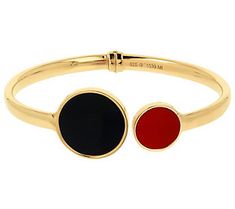 Add elegant, artistic style to your wrist with this gemstone cuff bracelet. From Veronese Collection® Jewelry. Gemstone Cuff Bracelet, Artistic Style, Black Onyx, Cuff Bracelet, Hinges, 18k Gold, Jewelry Bracelets, Yellow Gold, Cuff