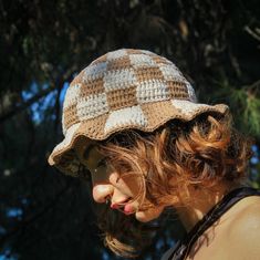 Crochet Bucket Hat, Checkered Summer Hats for Woman, Cute Crochet Sun Hat, Pink Bucket Beanie, Sweet Little Gift for Her, Summer Gift - Etsy Bucket Hat Checkered, Amigurumi Design, Crochet Sun, Dolls Crochet, Crochet Friends, Crochet Sun Hat, Knitting Group, Summer Hats For Women, Crochet Bucket