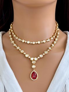 Ruby Red Doublet Fine Kundan Gold plated Victorian necklace, Indian Pakistani wedding jewelry, Kundan necklace, Designer necklace, Layered Regular size with adjustable chain closure  Necklace Length 18 inches  Earrings Length 2 inches Color, shades, texture displayed may slightly vary from the actual product due to digital image limitations. We request you to consider these minor variations. Please expect the possibility of some slight imperfections when buying handmade jewelry.  Please let me k Pakistani Wedding Jewelry, Jewelry Kundan, Victorian Necklace, Necklace Indian, San Ramon, Necklace Layered, Designer Necklace, Kundan Necklace, Kundan Necklaces