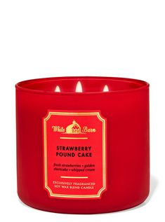 Strawberry Pound Cake 3-Wick Candle | Bath & Body Works Strawberry Pound Cake Candle, Dr Room, Candle Bath And Body Works, Strawberry Pound Cake, Whiskey Cake, Candle Bath, Bath Body Works Candles, Cake Candle, Pound Cake With Strawberries