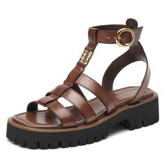 PRICES MAY VARY. 【High Quality Material】: Crafted from 100% genuine soft calfskin, our platform fisherman sandals women retains the natural fine grain of cowhide. These gladiator sandals for women are not only durable and highly soft, but also develop a unique natural grain and lustre over time. 【Adjustable Ankle Buckle】: These platform sandals for women designed with a metal adjustable ankle buckle, allowing you to adjust the straps at will and making it easy to adjust the tightness. 【Unique Br Fisherman Sandals Women, Summer Leather Sandals, Women Platform Sandals, Dressy Sandals, Fisherman Sandals, Chunky Sandals, Brown Leather Sandals, Slingback Sandals, Leather Sandals Women