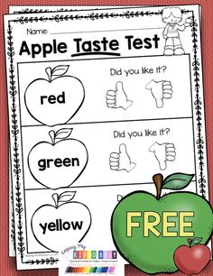 an apple taste test with the words do you like it? and two thumbs up