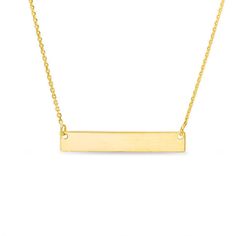 Mix and match this sassy fashion necklace with any jewelry look for a stylish getup every time. Crafted in warm 14K gold, this cable chain design is centered with a mini polished horizontal bar. Buffed to a brilliant luster and sure to be a constant choice, this 16.0-inch necklace is finished with a 2.0-inch extender and secures with a lobster claw clasp. Sassy Fashion, Gold Bar Necklace, Chain Design, Gold Bar, Mini Bar, Bar Necklace, Accessories Jewelry, Necklace Designs, Cable Chain