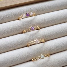 "👉Free shipping on all US orders of $50+ with code \"FREESHIP 👉Accessorize with elegance and style with these Gemstone Rings. Crafted with the highest quality crystals, they feature crown crystal rings, green aventurine, sunstone, rose quartz, love ring, and amethyst ring. Wear them alone or pair them with your favorite jewelry pieces for a unique look.. 👉This Crown Gemstone Crystal Ring provides an elegant handmade gift for someone special. Crafted with premium materials for lasting durabili Dainty Crystal Ring With Natural Stones As Gift, Promise Ring With Rose Quartz And Gemstone Detail, Rose Quartz Crystal Ring For Promise, Purple Rose Quartz Gemstone Jewelry, Handmade Adjustable Rose Quartz Rings, Boho Fans, Crown Rings, Rings Green, Hairdresser Gift