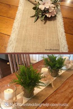 the table is decorated with flowers and candles