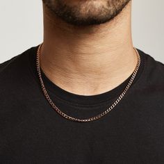 'CURB CHAIN - A CLASSIC, VERSATILE PIECE FOR EVERYDAY WEAR...' Made from solid silver and dipped in real 18 karat rose gold | Stamped with .925 on clasp | Certified and Tested. This chain is 20 Inches in length and includes a + 4 Inch extension. (2mm thickness) PROMISE/GUARANTEE Guaranteed to never fade, tarnish or lose its colour - even in the shower, sea, pool, wearing while training or exposed to sweat and heat - this chain is built to last, has a real weight to it and has a gorgeous natural Street Style Necklace, Silver Cuban Chain, Men Street Style, Cuban Chains, Rose Gold Aesthetic, Midnight City, Gold Aesthetic, Figaro Chains, Natural Gold