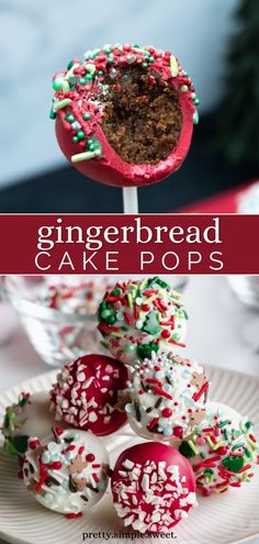 Fa-la-la-la-la! Tis the season to deck your treats with loads of sprinkles! These festive delicious gingerbread cake pops have the most amazing ginger flavor from my stout gingerbread cake recipe, embodying all the flavors of the season. They are easy to serve at parties or keep on hand in the freezer for whenever you need a cake fix. | gingerbread cake pops recipe | christmas cake pops recipe | christmas cake pops ideas | gingerbread cake recipe | gingerbread dessert recipes | easy cake pops Seasonal Cake Pops, Christmas Cake Pops Ideas, Holiday Cake Pops, Christmas Cake Balls, Holiday Cake Pop