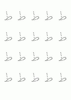 the letter b is made up of small black dots on a white background, and it appears to be written in several different font styles