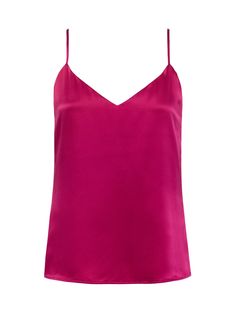 An essential, relaxed fit silk camisole and an all-time L’AGENCE favorite, now in a deep, bold pink. • 100% silk charmeuse• Dual layered for extra coverage• Relaxed fit• V-neck• Adjustable straps | L'AGENCE Jane Silk Camisole In Ruby Rebecca Vallance, Cami Nyc, Silk Camisole, Silk Charmeuse, Linda Farrow, Skirted Swimwear, Swimwear Accessories, Jumpsuit Dress, Work Wear