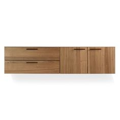 the sideboard is made from wood and has two drawers, one with three doors