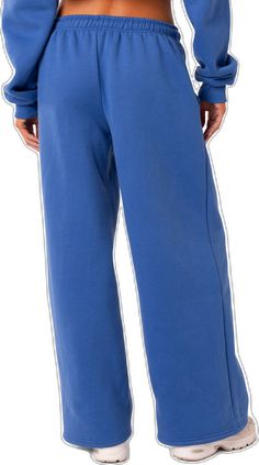 Sporty Blue Pants With Straight Hem, Leisure Blue Straight Leg Bottoms, Blue Straight Leg Leisure Bottoms, Leisure Blue Wide Leg Bottoms, Blue Straight Leg Bottoms For Leisure, Blue Wide Leg Bottoms For Leisure, Blue Casual Sweatpants With Straight Hem, Casual Blue Pants With Ribbed Waistband, Blue Straight Hem Pants For Loungewear