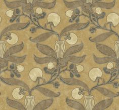 an old fashioned wallpaper with flowers and leaves on the back ground, in brown tones