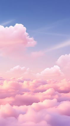 the sky is filled with pink clouds and blue skies