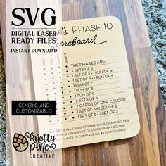 a wooden cutting board with some writing on it and the words svg next to it