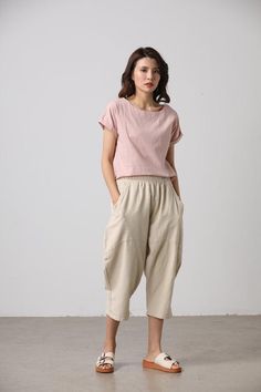 FEATURES45% linen 55%cottonNo liningElastic waistTwo front pocketsTwo back pocketsRegular fit Mid calfPerfect for summer,spring,autumnMore colorSIZEAvailable in sizes XS-XXLHow to choose size ?1.Check your body measurement with instructionshttps://www.etsy.com/listing/7940540802.Get your size in Size Chart with your body measurementhttps://www.etsy.com/listing/7940556823.Send me your measurement if you need helpWaistHipsYour over all HeightWeightNormal size.4.When to choose bespoke order1. Chang Beige Linen Casual Harem Pants, Casual Beige Linen Harem Pants, Summer Relaxed Linen Harem Pants, Summer Linen Relaxed Harem Pants, Baggy Linen Harem Pants For Summer, Beige Baggy Linen Harem Pants, Baggy Beige Linen Harem Pants, Summer Beige Harem Pants, Beige Linen Relaxed Fit Harem Pants