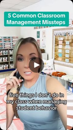 a woman is talking on the phone in front of a classroom with donuts and doughnuts