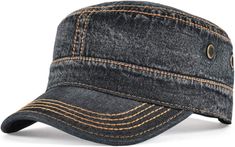 This Men's Army Vintage Cadet Style Military Hat is the perfect accessory for any fashion-forward man. With its rugged and stylish design, it will add a touch of edge to any outfit. Made from high-quality materials, it not only looks great, but also provides durability and comfort. Take your style game to the next level with this must-have hat! 100% Washed Cotton Adjustable Size: 57-60cm=7 1/8- 7 1/2 Purple Goth Dress, Flat Top Hats, Purple Goth, Cotton Bucket Hat, Army Cap, Military Cap, Vintage Flats, Winter Knit Hats, Military Hat