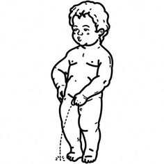 a black and white drawing of a baby standing