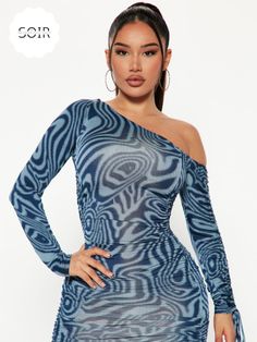 Get ready to dance the night away in our Midnight Swirl One-Shoulder Party Mini Dress, where elegance meets edge in a mesmerizing swirl of blue and black abstract patterns! This chic and versatile dress features a unique one-shoulder design that exudes sophistication with a hint of allure. The long sleeves offer coverage while still allowing you to show off your curves, making it perfect for any party or special occasion. Designed to flatter all body types, this dress is plus-size friendly, ensu Party Mini Dress, Zebra Print Dress, Midi Dress Plus Size, Plus Size Maxi, Plus Size Maxi Dresses, Slim Dresses, Versatile Dresses, Bandage Dress, Mini Dress Party