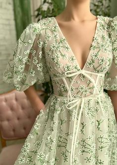 Mint Camelia Gown | Teuta Matoshi Extra Heels, Teuta Matoshi, Embroidery Tulle, Normal Delivery, Trendy Short Hair, Fabric Embroidery, Fairytale Dress, Mode Inspo, Trendy Short Hair Styles