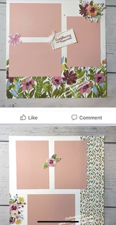 two different pictures with flowers on them, one is pink and the other is green