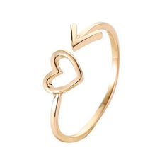 Material: Zinc Alloy Gold Metal Rings For Spring, Spring Heart-shaped Gold Jewelry, Heart Ring Gold, Gold Ideas, Love Arrow, Space Rings, Gold Promise Ring, Colorful Nail Art, Colorful Nail