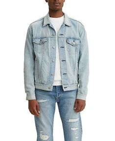 Premium Levi's Men's Denim Trucker Jacket Light Wash 100% Cotton Denim, Men clothing Denim Men, Denim Trucker Jacket, Trucker Jacket, Levis Men, Men Clothing, Mens Denim, Jean Jacket, Levi's