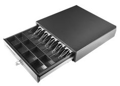 an open drawer with compartments for wine glasses