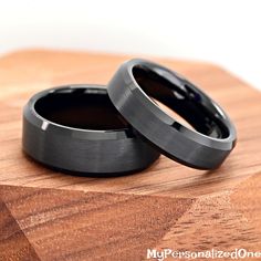 Matte Black Tungsten Wedding Band - Minimalist Black Engagement Ring - 8mm or 6mm Band - Comfort Fit - Personalized Gift - Promise Ring ♣ 8mm Band Width ♣ Comfort Fit ♣ 6-13 Size Available ♣ Brushed Center ♣ Beveled Edge ♣ Ring Box Included Elevate your wedding band game with our stunning tungsten wedding ring. Crafted from durable tungsten carbide, this ring is not only scratch-resistant but also hypoallergenic, making it an ideal choice for everyday wear. With its sleek and modern design, our Black Stainless Steel Couple Rings For Promise, Minimalist Stainless Steel Couple Rings For Wedding, Adjustable Black Couple Rings For Promise, Minimalist Black Couple Rings For Anniversary, Minimalist Black Wedding Jewelry, Black Minimalist Jewelry For Wedding, Black Tungsten Wedding Band, Black Engagement Ring, Tungsten Wedding Band