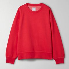 Tna Airy Af ( Lightweight Version) Boyfriend Sweatshirt In Hibiscus Red. Size 2 ( Medium) Never Worn Without Tag Aritzia Crewneck, Red Sweatshirt Outfit, Boyfriend Sweatshirt, Light Grey Leggings, Hibiscus Red, Aritzia Tna, Red Crewneck, Sweatshirt Outfit, Grey Leggings