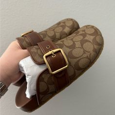 Size 8 Men’s. I’m A 9.5 Women’s, Size 8 Fits Me Perfectly. New. Never Worn. Coach Casual Slides With Round Toe, Casual Coach Slides With Round Toe, Coach Clogs, Coach Slip-on Mules, Brown Slides With Removable Insole And Round Toe, Coach Leather Slides With Round Toe, Casual Leather Coach Slides, Classic Brown Slides With Round Toe, Coach Slides With Branded Insole And Round Toe