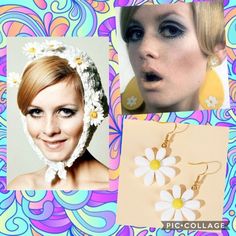 Very 60’s Mod Daisy Drop Earrings 1960’s Vibes Twiggy Vibes Daisy Earrings Lightweight Vintage Silver Earrings, 60’s Mod, Dazzling Earrings, Bamboo Earrings, Open Hoop Earrings, Retro Earring, Costume Earrings, Silver Ear Cuff, Crystal Hoop Earrings