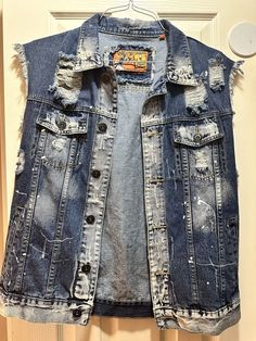 New! Rolling Paper ~ Jean /Denim Vest L Sleeveless Frayed  All over 6 Button Med Wash was just added to eBay. Check it out! #eBay #eBaySeller Trendy Medium Wash Vest With Buttons, Trendy Sleeveless Dark Wash Denim Vest, Trendy Sleeveless Denim Vest With Snap Buttons, Trendy Cotton Vest With Snap Buttons, Casual Sleeveless Denim Jacket With Buttons, Casual Sleeveless Denim Jacket With Button Closure, Trendy Blue Vest With Button Closure, Trendy Sleeveless Vest With Snap Buttons, Trendy Distressed Denim Sleeveless Vest