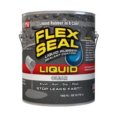 a white paint can with the words flex seal liquid on it