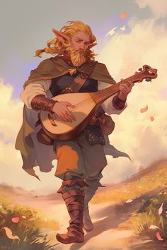 a painting of a man with a guitar