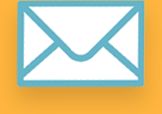 an email envelope is shown in blue and yellow colors, with the letter's logo on it