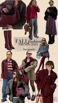 Burgundy Fall Outfits, Fashion Trend 2024, Engagement Photo Outfits Fall, Capsule Wardrobe Women, Trendy Outfit Ideas, Fall Fashion Trends Women, Fall Winter Trends, Burgundy Fashion, Color Trends Fashion