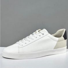 Nwt. Zara Man White/ Lace Up Sneakers With Grey And Black Details. Lacing With Seven Pairs Of Eyelets. Size 9. Ref. 2221/022. Sh22 Zara Casual Leather Sneakers, White Leather Casual Sneakers, Zara Low-top Sneakers With Contrast Sole, Zara Casual Sneakers With Rubber Sole, Zara White High-top Sneakers, Zara White Low-top Sneakers, Zara Lace-up Sports Sneakers, Zara Casual Sneakers For Spring, Zara Lace-up Sneakers