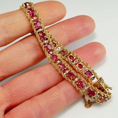 NO HEAT UNHEATED Vivid Red Ruby Bracelet Natural Ruby Bracelet | Etsy Red Ruby Bracelet, Vintage Style Wedding Rings, Ruby Anniversary, Ruby Bracelet, Ruby Jewelry, No Heat, Tennis Bracelet Diamond, Ruby Diamond, Red Ruby